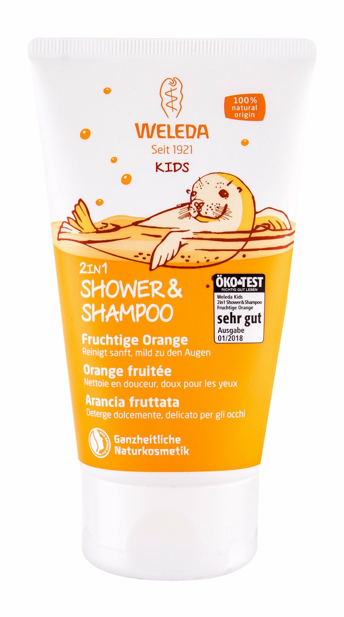 Weleda baby Kinder Duschgel & Shampoo 2in1 Fruchtige Orange, 150 ml
